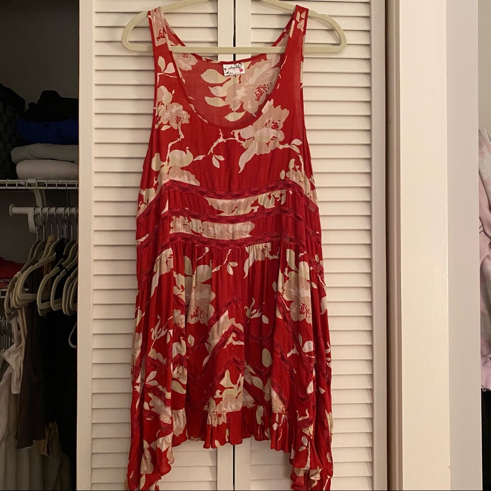 Free people floral lace trim dress